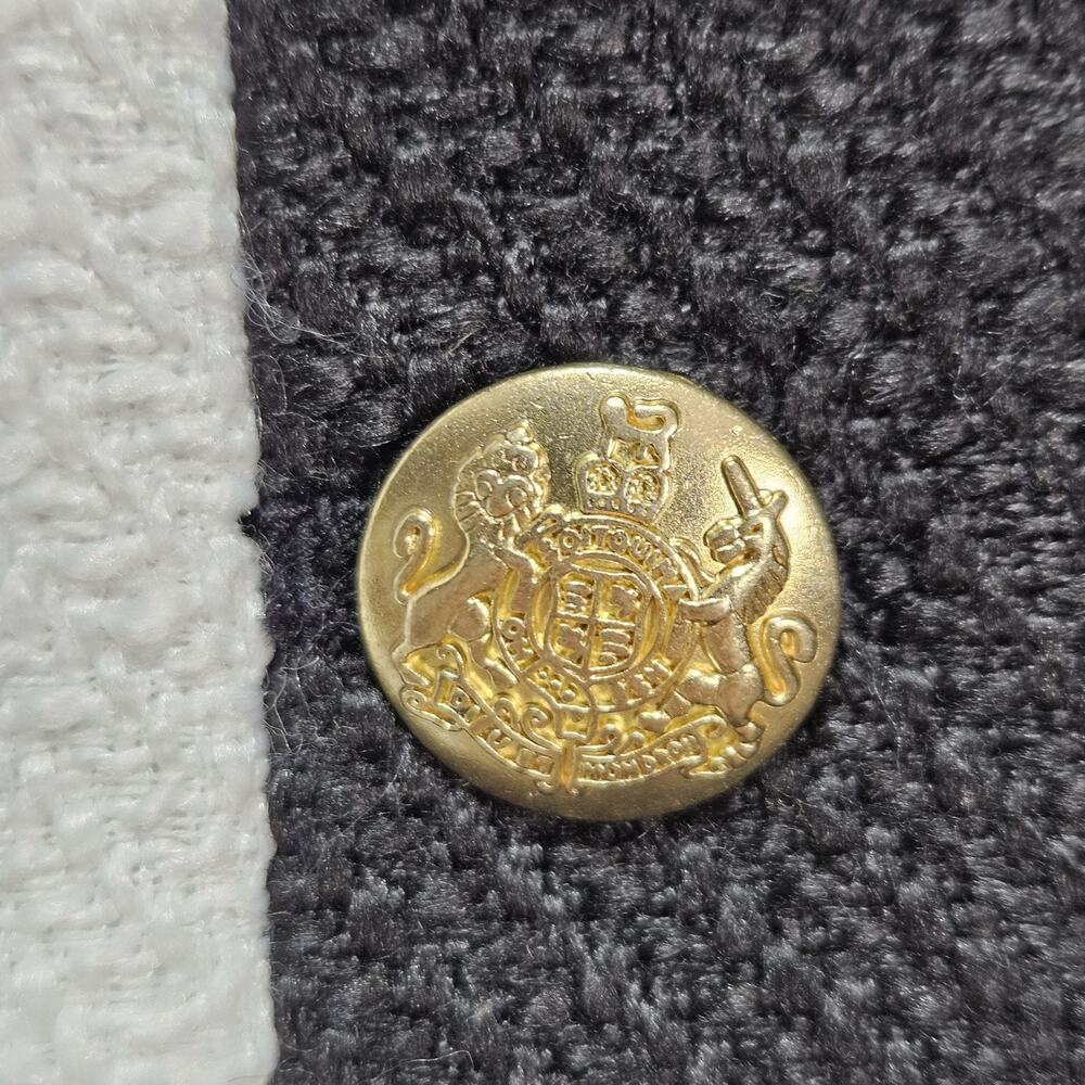 J.Crew Tweed Lady Jacket Womens 12 Black White Preppy Blazer Gold Crested Button - Picture 6 of 16